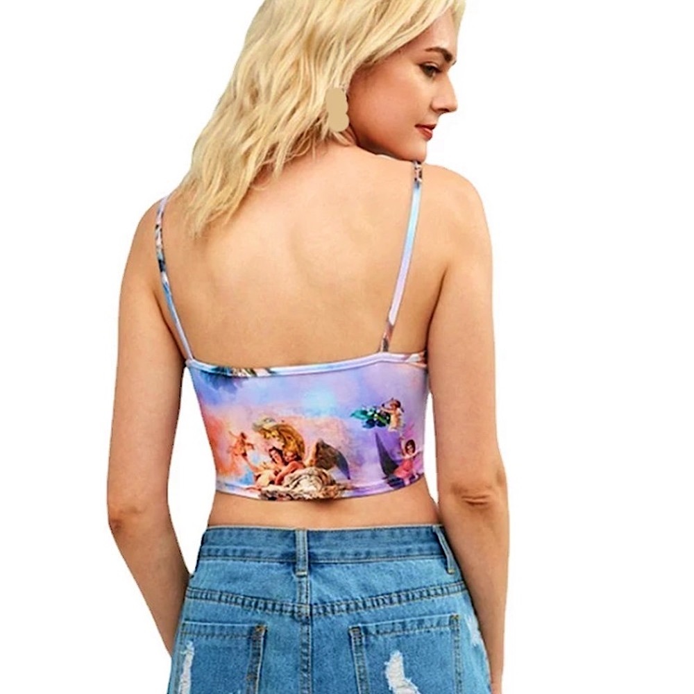 Purple angel sky print crop top 👼🏼☁️ - Picture 9 of 10